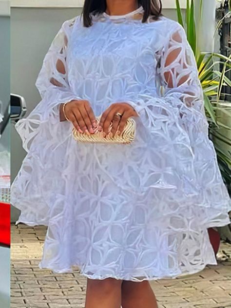 Ladies Lace Dress Styles, White Ankara Dress African Style, Short Lace Gown, White Lace Dress Outfit, Lace Dress Classy, White Lace Gown, White Lace Midi Dress, Long African Dresses, Best African Dresses