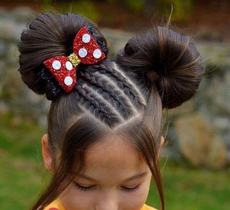 Mouse Hair, Disney Hair, Easy Hairstyles For School, Cute Simple Hairstyles, Bun Hairstyle, Easy Hairstyle, Girls Braids