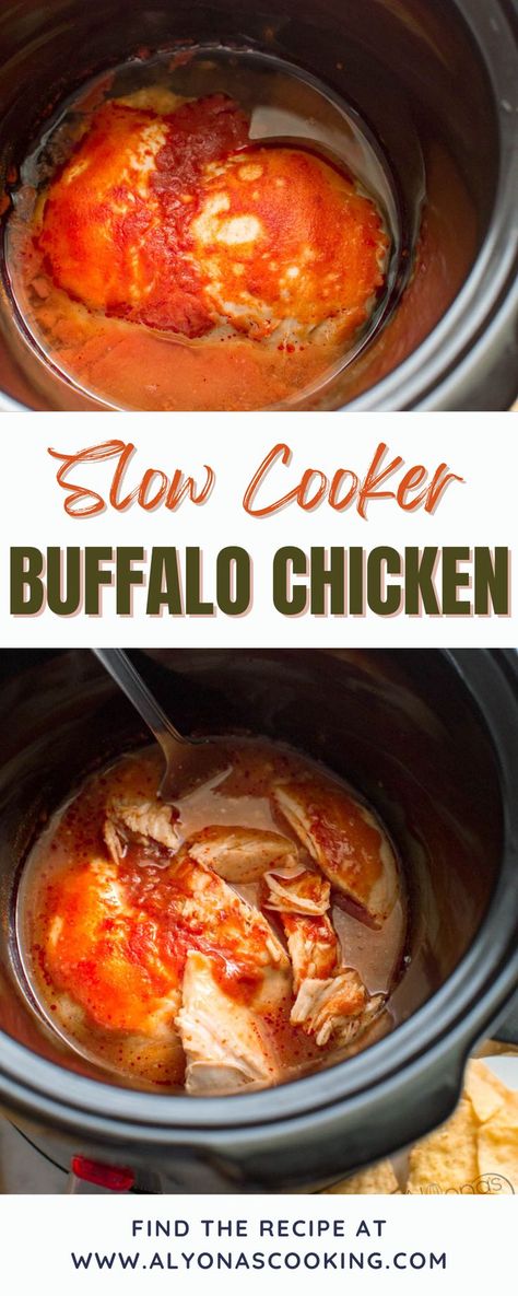 Love Buffalo Chicken Wings? Slow Cooker Buffalo Chicken Breasts simmer in Franks Hot Sauce to easily transform meals into salads, sandwiches, wraps, pizza, and dips! Pair it with blue cheese or ranch and you can eat this juicy chicken alone, it's so good! It works great for meal prep too! Chicken With Franks Hot Sauce, Franks Hot Sauce Chicken, Wings Slow Cooker, Franks Hot Sauce, Frozen Chicken Crockpot, Buffalo Chicken Breast, Buffalo Chicken Recipe, Hot Sauce Chicken, Chicken Wings Crockpot