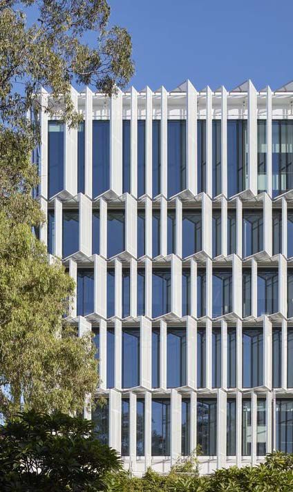 Long Facade Design, Louver Facade Design, Sunshading Facade Architecture, Modern Commercial Building Facade Design, Panel Facade, Condominium Architecture, Facade Skin, Office Exterior, Folding Architecture