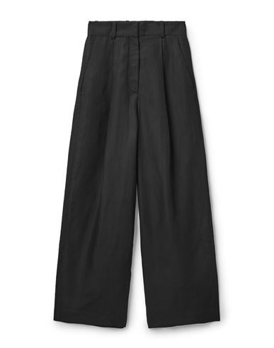 Plain weave Folds Solid color High waisted Belt loops Wide leg Comfort fit Zipper closure Hook-and-eye closure Multipockets Tailored Jeans Trend, Trousers Women Wide Leg, Minimalist Summer, Black Wide Leg Trousers, Linen Blend Pants, Summer Capsule Wardrobe, Christopher Kane, Pantalon Large, Lorde