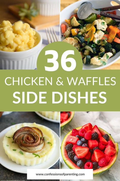 Fancy Chicken And Waffles, Chicken And Waffle Side Dishes, Chicken And Waffles Side Dish, Chicken And Waffles Sides, Chicken Waffles Brunch, What To Serve With Chicken And Waffles, Chicken And Waffles Brunch Set Up, Sides For Chicken And Waffles, Chicken And Waffles Party