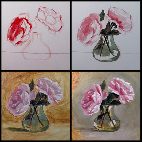 Step by step oil painting tutorial. Click for the full HD tutorial clip. Oil Painting Roses Tutorial, Rose Painting Tutorial Step By Step, Flower Oil Painting Tutorial, Rose Oil Painting Tutorial, Oil Painting Techniques Step By Step, Acrylic Canvas Painting Tutorials, Oil Painting For Beginners Step By Step, Oil Paint Step By Step, Rose Painting Step By Step