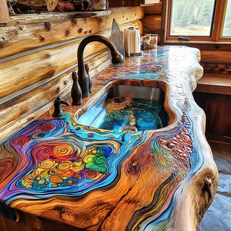 Boho Style Kitchen, Wood Resin Table, Hippie Homes, Design Remodel, Boho Kitchen, Dressing Room Design, Resin Table, Dream House Decor, Kitchen Styling