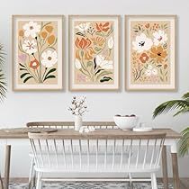 Botanical Decor Bedroom, Womens Bedroom Wall Decor, Art For Behind The Couch, Gallery Wall Small Frames, Boho Floral Art, Mcm Artwork Wall Art, Living Room Wall Prints, Decor For Dining Room Wall, Small Dining Room Wall Decor