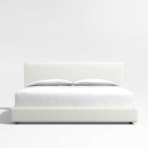 Crate And Barrel Queen Bed, Lafayette Bed Crate And Barrel, Crate And Barrel Lafayette Bed Ivory, White Platform King Bed, King Beds Under $500, King Size Bed Designs, Best Storage Beds, White Slipcovers, Tall Bed