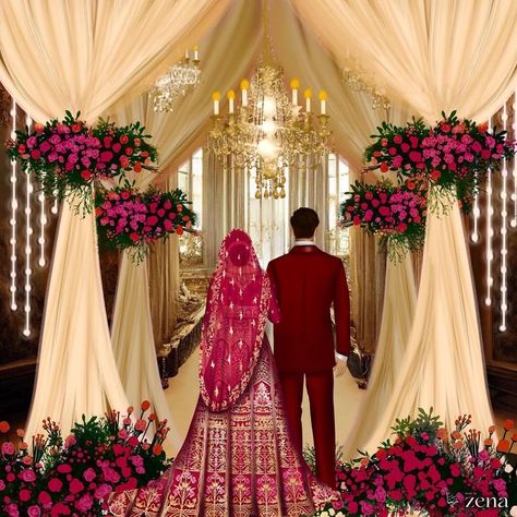 Muslim Wedding Couple Illustration, Indian Wedding Illustration Art, Nikah Illustration, Cartoon Wedding Invitations Illustration, Muslim Wedding Caricature, Muslim Couple Illustration Wedding, Indian Wedding Illustration, Wedding Caricature Couple, Couple Wedding Illustration