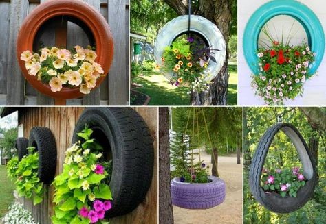 23 creative ways to reuse old tires as a garden decoration Reuse Old Tires, Tire Garden, Tire Planters, Balkon Decor, Upcycle Garden, Tyres Recycle, Recycled Garden, Garden Decor Projects, Old Tires