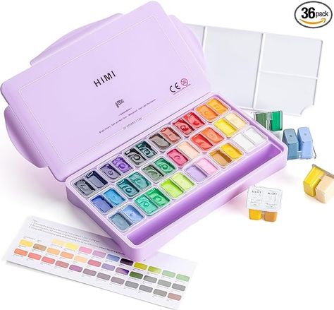 Amazon.com: HIMI Gouache Paint Set，Art Supplies for Professionals，36 Colors 12g，Paint for Canvas and Paper : Arts, Crafts & Sewing Paint For Canvas, Jelly Gouache, Himi Gouache, Gouache Paint Set, Jelly Cups, Purple Cases, Gouache Paint, Gift Inspo, Green Cases