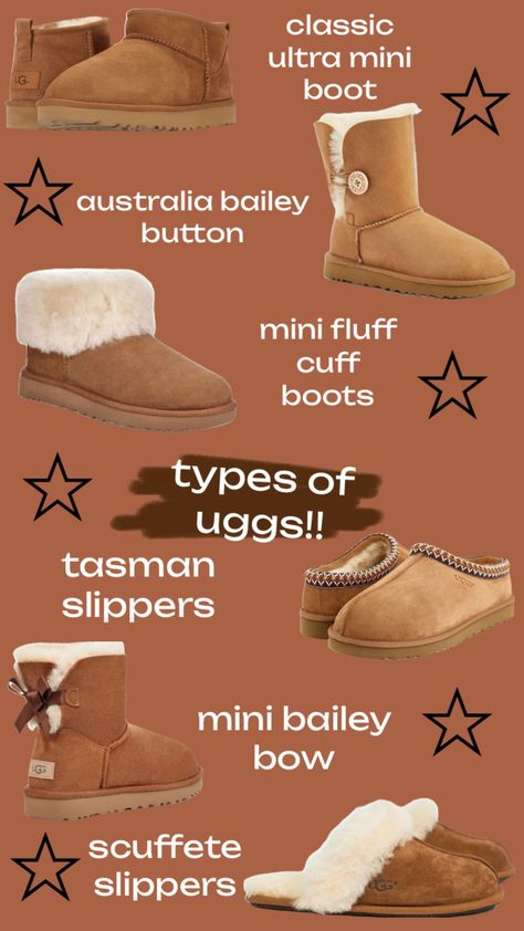 types of uggs!! (these may be wrong, so lmk if they are....) #outfitinspo #beauty #uggs #uggslippers #uggseason #ugg Ug Boots, Cute Uggs, Mini Baileys, Bailey Bow, Ugg Classic Mini, Cute Sneakers, Ugg Slippers, Fashion Wishlist, Boot Cuffs