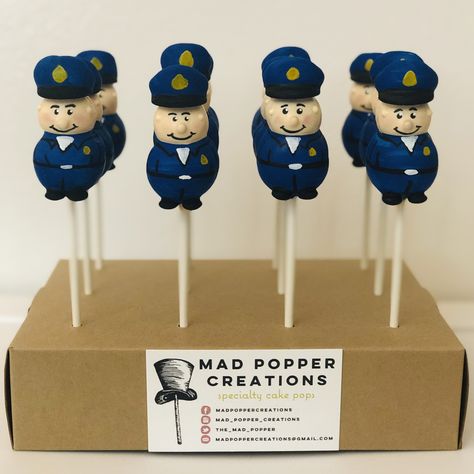 Police Cake Pops Police Birthday Cakes, Police Cake, Police Cakes, Police Graduation, Police Birthday, Cake Pop Decorating, Specialty Cake, Event Ideas, Cakepops