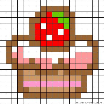 Strawberry cupcake perler bead pattern Strawberry Cupcake, Easy Pixel Art, Pixel Art Templates, Diy Perler Bead Crafts, Pixel Drawing, Pixel Art Grid, Pix Art, Graph Paper Art, Hama Beads Patterns