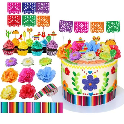 PRICES MAY VARY. Package:you will get real mini mexican papel piacado,colorful flowers,a set fiesta card cake topper and meixcan seprape ribbon. Fiesta cake toppers is a super easy way to personalize your mexican cake Mexican Fiesta Cake Topper Mini Mexican Papel Picado Banner Mexican Serape Ribbon and Flower for Mexican Themed Party Decorations Mexican Fiesta Cake, Fiesta Cake Topper, Mexican Themed Party, Picado Banner, Mexican Theme Party Decorations, Mexican Papel Picado, Mexican Cake, Fiesta Cake, Mexican Serapes