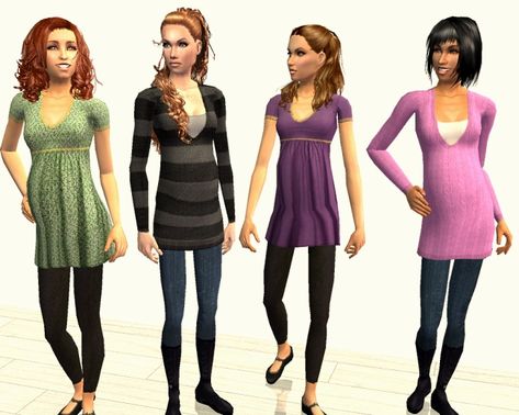 Teen Maternity Tunics with Leggings Sims 2 Maternity Clothes, Sims 2 Maternity, Rock Band Shirt Outfits, Open Shirt Outfit, Sims Pregnant, Pregnancy Wear, Sims 3 Mods, Ts2 Cc, Teen Pregnancy