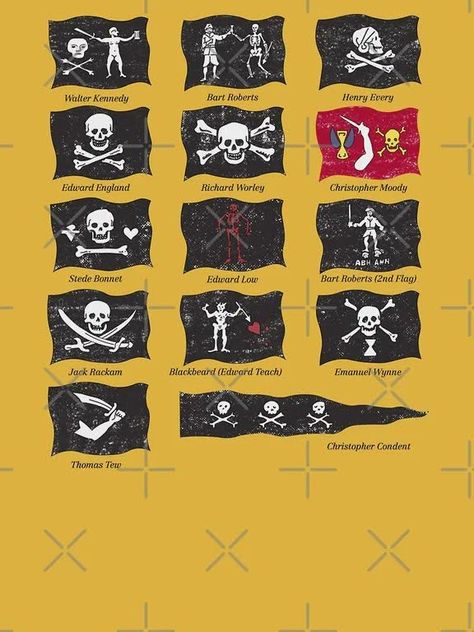 A simple guide to famous pirate flags and their owners. It breaks down the cool designs and tells you which flags belonged to legends like Blackbeard and Jack Rackam. Henry Every, Blackbeard Flag, Pirate Flags, Stede Bonnet, Famous Pirates, Pirate Flag, Map Globe, Jolly Roger, Interesting Stuff