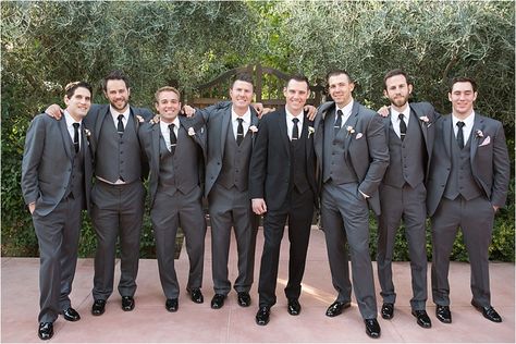 November Wedding Party Attire, Dark Gray Suits For Men Wedding, Dark Grey Groomsmen, Groomsmen Attire Black, Black Groomsmen Suits, Groomsmen Colours, Grooms Outfit, Gray Groomsmen Suits, Taupe Wedding