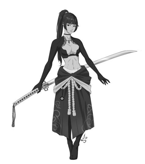 Female Samurai Art, Ninja Outfit, Female Anatomy Reference, Female Samurai, Ninja Girl, Ninja Art, Entertainment District, Samurai Art, Concept Art Drawing