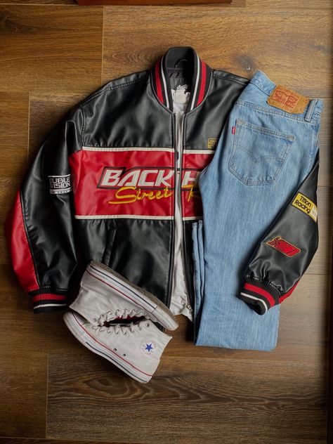 Racing Jacket Outfit, Men Lifestyle, Guys Fits, Demin Jacket, Racing Jacket, Mens Outfit Inspiration, Jacket Outfit, Dream Style, Fit Ideas