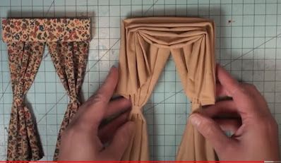 Dollhouse-Miniatures Blog: Easy Dollhouse Curtains or Drapes Tutorial - Super... Dollhouse Curtains, Accordion Fold, Dolls House Interiors, Miniature Rooms, How To Make Curtains, Beautiful Curtains, Can Crafts, Sheer Material, Crafty Things