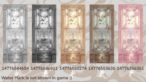 Wall Id Codes Bloxburg, Stained Glass Bloxburg Code, Bloxburg Rococo Decals, Full Wall Painting, Photo Codes Bloxburg, Bloxburg Stained Glass Decals, Bloxburg Wall Codes, Bloxburg Wall Decal Codes, Window Decals Bloxburg