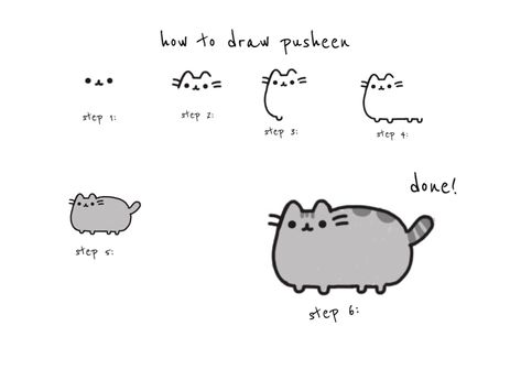 Pusheen Drawings Step By Step, Pusheen Doodles, Pusheen Drawings, Pusheen Drawing, Pusheen Tattoo, Cat Doodle, Drawings Ideas, Pusheen Cat, Nail Stuff