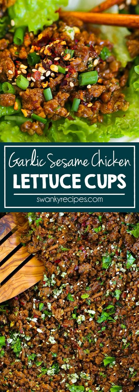 Asian Lettuce Cups, Dinner Asian, Salat Wraps, Chicken Lettuce Cups, Chicken Lettuce Wraps Recipe, Ground Turkey Recipes Healthy, 100 Calorie, Mapo Tofu, Lettuce Wrap Recipes