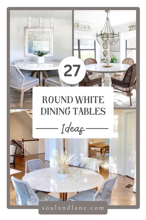 Immerse yourself in the elegance of round white dining tables, a versatile centerpiece that complements any room's decor. Delve into the charm of these tables, offering inspiration on how to accessorize and style them for a fresh, inviting look. From classic to contemporary settings, learn how a simple white table can unify diverse elements, creating a space that welcomes gatherings and intimate meals alike. Elevate your dining experience with the beauty of simplicity. Centerpiece For Round Dining Table, Round Dining Table Styling, White Round Kitchen Table, Marble Dining Table Decor, Round Kitchen Table Decor, Dining Room Styling, White Dining Room Table, Round Dinning Table, White Round Dining Table