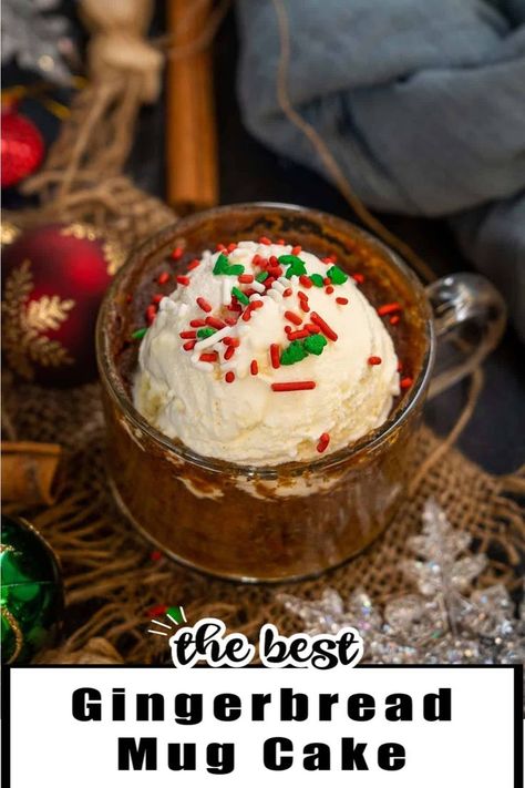 2 Minute Microwave Gingerbread Mug Cake screams holiday. This eggless dessert for one is loaded with warm winter flavors and comes together in just 2 minutes. Make it to bring some holiday cheer this season! Gingerbread Mug Cake, Dessert For One, Winter Flavors, Gingerbread Mug, How To Make Gingerbread, Mug Cake Recipe, Microwave Cake, Eggless Desserts, Smooth Cake