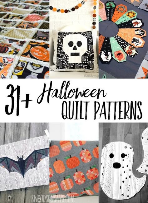 Looking for modern Halloween quilt patterns? Here is a big list of quilt patterns, block tutorials, and free Halloween quilt patterns to browse! #halloween #quilting #sewing Halloween Sewing Projects, Halloween Quilt Patterns, Halloween Quilt, Halloween Sewing, Modern Halloween, Holiday Quilts, Beginner Sewing Projects Easy, Halloween Quilts, Sewing Projects For Beginners