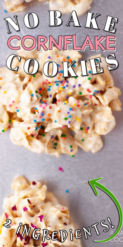 Cornflake Christmas Cookies, Treats With Corn Flakes, What To Make With Corn Flakes, Corn Flake Cookies Christmas, Cornflake Snacks, No Bake Cereal Cookies, Easy Cornflake Cookies, Corn Flake Marshmallow Treats, No Bake Cornflake Bars