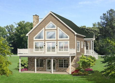 Chalet House Plans, Chalet House, Daylight Basement, House Basement, Modern Contemporary House Plans, Vacation House Plans, House Coastal, Ranch Style House, Modern Floor Plans