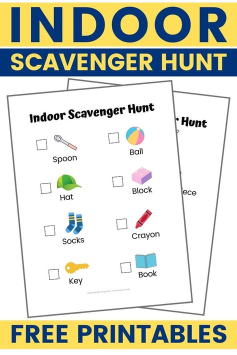 This free printable indoor scavenger hunt for kids is a fun inside activity where children have to find the items listed around the house. #ScavengerHunt #InsideActivity #KidsIdeas #FreePrintable #IndoorActivity Toddler Scavenger Hunt Indoor, Inside Scavenger Hunt For Kids, Scavenger Hunt Ideas For Kids Indoor, Indoor Scavenger Hunt For Kids, Toddler Scavenger Hunt, Preschool Scavenger Hunt, Classroom Scavenger Hunt, Indoor Scavenger Hunt, Scavenger Hunt Printable