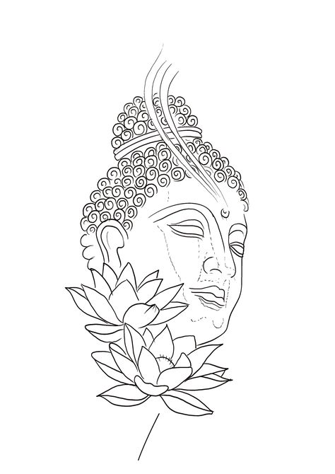 Buddha Face Tattoo Stencil, Buddha Outline Tattoo, Budda Tattoo Designs, Buddha Outline, Mahadev Tattoos, Rocky Tattoo, Compass Tattoos Arm, Tato Realis, Candle Tattoo Design