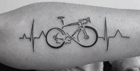 Tattoo Bike, Cycling Tattoo, Mountain Bike Tattoo, Diy Tattoo Permanent, Best Tattoo Ever, Bicycle Tattoo, Tattoo Diy, Heartbeat Tattoo, Bike Tattoos