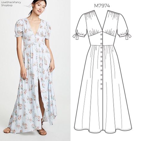 #SewTheLook with another e.fall #mccalls #m7974 #sewingpattern. Inspo pic is from shopbop, LoveShackFancy. To #getthelook of the inspo… Mccall Patterns, Blouse Dress Outfit, Casual Dress Patterns, Simple Dress Pattern, Simple Fashion Outfits, Diy Fashion Clothing, Diy Sewing Clothes, Fashion Design Sketches, Clothes Patterns