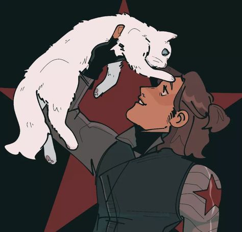 art by @yellowwclouds on twitter Bucky Barnes Fanart, Draw A Cat, Bucky And Steve, Winter Soldier Bucky, Bucky Barnes Winter Soldier, Drawing Cats, Marvel Fan Art, Mcu Marvel, Avengers Memes