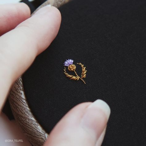 Embroidered Thistle, Thistle Embroidery, Order Of The Thistle, Basic Hand Embroidery Stitches, Clothes Embroidery Diy, Stitching Techniques, Thread & Yarn, Kawaii Gifts, Needlework Embroidery