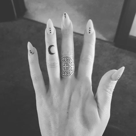 Moon Finger Tattoo, Half Moon Tattoo, About Moon, Tiny Heart Tattoos, Sailor Moon Tattoo, Small Finger Tattoos, Crescent Moon Tattoo, Ring Finger Tattoos, Finger Tattoo Designs