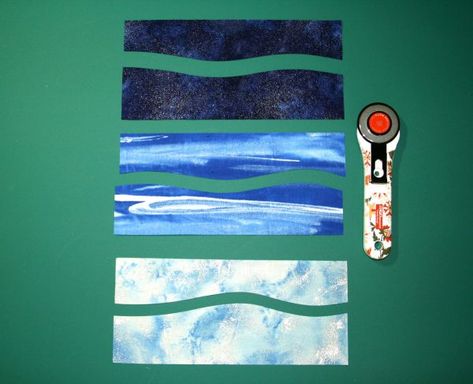 Landscape Quilting Tutorial, Seascape Quilts Patterns, Sunset Quilts, Seascape Pictures, Quilted Bookmarks, Fabric Landscapes, Seascape Quilts, Bookmark Tutorial, Quilting Lines