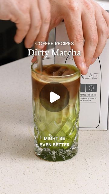 Alcoholic Matcha Drink, Different Matcha Drinks, Matcha Powder Recipes Drinks, Dirty Matcha, Dirty Matcha Latte, Dirty Coffee, Brown Sugar Matcha Latte, Matcha Coffee, Soiree Party