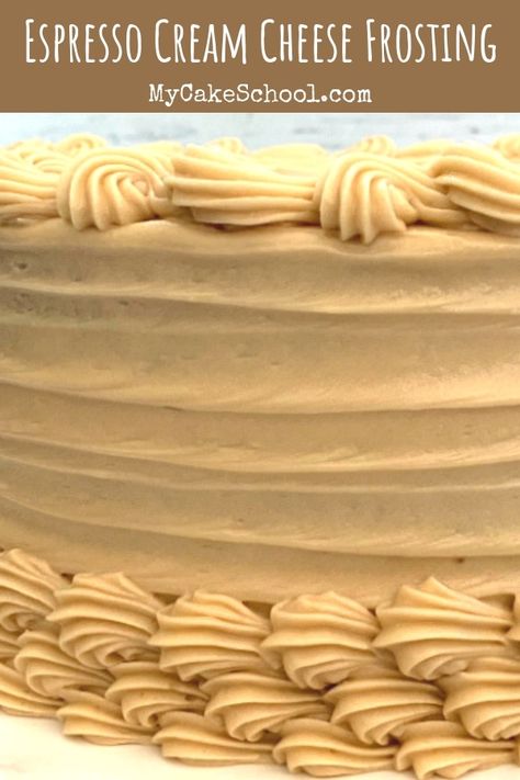 Coffee Lovers! This Espresso Cream Cheese Frosting recipe tastes AMAZING and is so easy to make! We love it with chocolate cakes, mocha, gingerbread cake, caramel, and more!  #espresso #espressocreamcheesefrosting #creamcheesefrosting #recipes via @mycakeschool Mocha Cream Cheese Frosting, Coffee Cream Cheese Frosting, Espresso Frosting, Different Cake Flavors, Pumpkin Spice Latte Cake, Espresso And Cream, Cheese Frosting Recipe, Gingerbread Latte, Crunch Cake