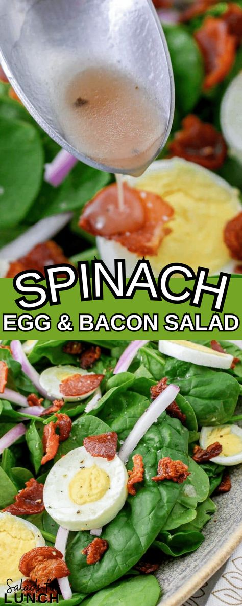 Spinach, Egg and Bacon Salad with Red Wine Vinegar Dressing Salads With Red Wine Vinegar, Spinach Salad Dressing With Red Wine Vinegar, Spinach Salad With Egg, Bacon And Egg Spinach Salad, Spinach Salad With Bacon Dressing, Spinach Bacon Salad, Wilted Spinach Salad With Hot Bacon Dressing, Red Wine Vinegar Dressing, Vegetarian Super Bowl