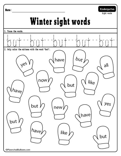 Winter sight words worksheets for kindergarten. Perfect your sight words activities for kindergarten at home or literacy centers in class. Fun winter worksheets! #kindergarten Preschool Free Printable Worksheets, Words Worksheets For Kindergarten, Learning Coloring Pages, Math Handwriting, Sight Word Worksheets Free, January Lesson Plans, Printable Worksheets For Kindergarten, Sight Words Activities, Sight Words Worksheets