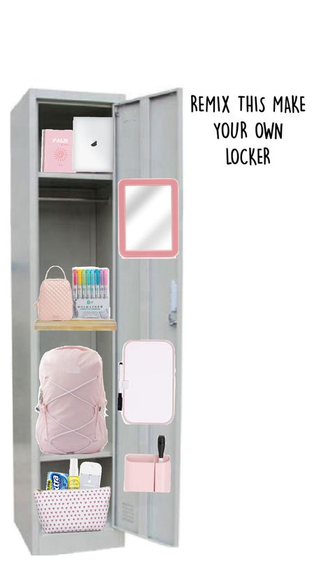 Simple Locker Decor, Coquette Locker Ideas, Pink Locker Decor, Preppy Locker Ideas, Locker Inspiration, Preppy Locker, Aesthetic Locker Decor, Pink Locker, Locker Stuff