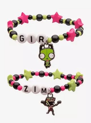 Invader Zim GIR & Zim Best Friend Bracelet Set, Invader Zim Gir Merch, Gir Hoodie Invader Zim, Gir Kandi Bracelet, Friend Group Bracelets, Invader Zim Bracelet, Scene Bracelet, Scene Bracelets, Gir Invader Zim, Scene Clothes