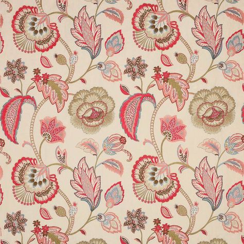 Carmen, red, sienna - Cowtan & Tout Design Library Floral Bedsheets, Colefax Fowler, Colefax And Fowler, Silk Velvet Fabric, Design Library, Textile Pattern Design, Embroidered Linen, Digital Print Fabric, Organic Design