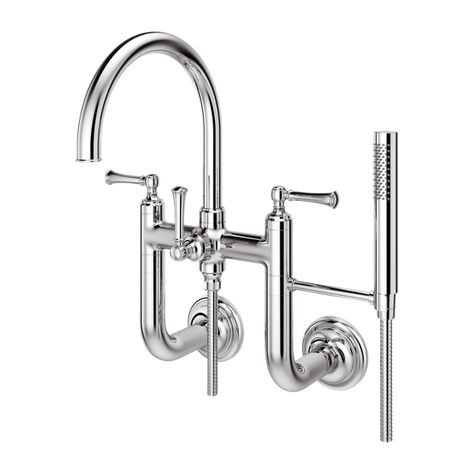 Tisbury Wall Mount 2-Handle Tub Filler with Hand Shower - Product Detail - Pfister Faucets Wall Mounted Tub Filler, Standing Tub, Vanity Faucet, Shower Fixtures, Tub Spout, Tub Filler, Tub And Shower Faucets, Tub Faucet, Bath Fixtures