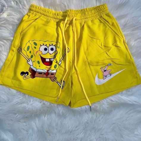 Nike Pjs, Cute Spongebob Outfits, Casual Cartoon Print Shorts For Summer, Spongebob Pjs, Playful Short Bottoms With Cartoon Print, Chicago Bulls Outfit, Spongebob Clothes, Nike Cartoon, Spongebob Shorts To Buy