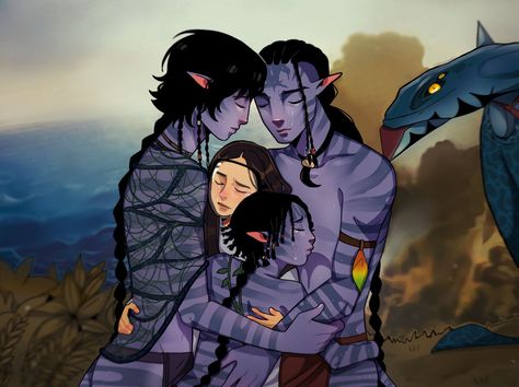 Sully Family Fanart, Avatar Navi Fanart, Navi Fanart, Neteyam X Yn, Avatar Lo'ak, Sully Family, Neteyam Sully, Avatar Animals, Avatar 2009