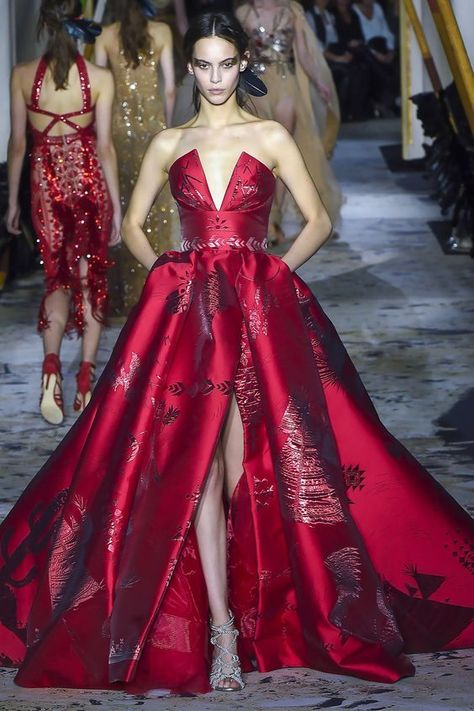 Zuhair Murad Couture, Wedding Dress With Sleeves, Gown Red, Ruby Color, Colour Texture, Dress With Sleeves, Red Gowns, Zuhair Murad, Couture Gowns